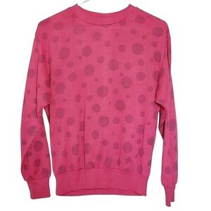 7056 * Sportgear Polka Dot Sweatshirt Hot Pink Size Unknown Vintage 80s